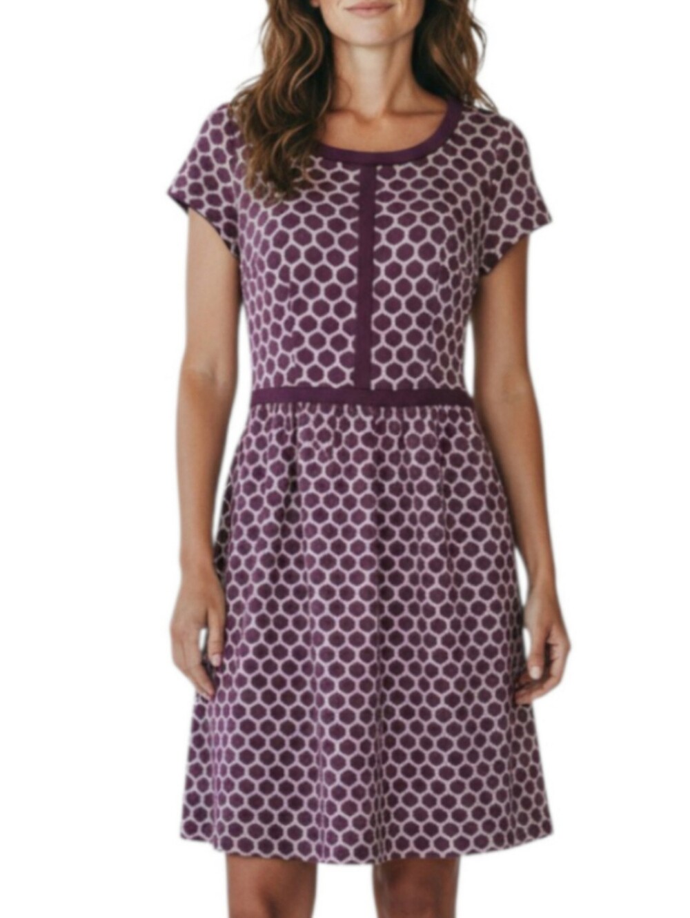 Boden Clementine Fit & Flare Dress Size 8 Geometric Purple Preppy Mod Pockets